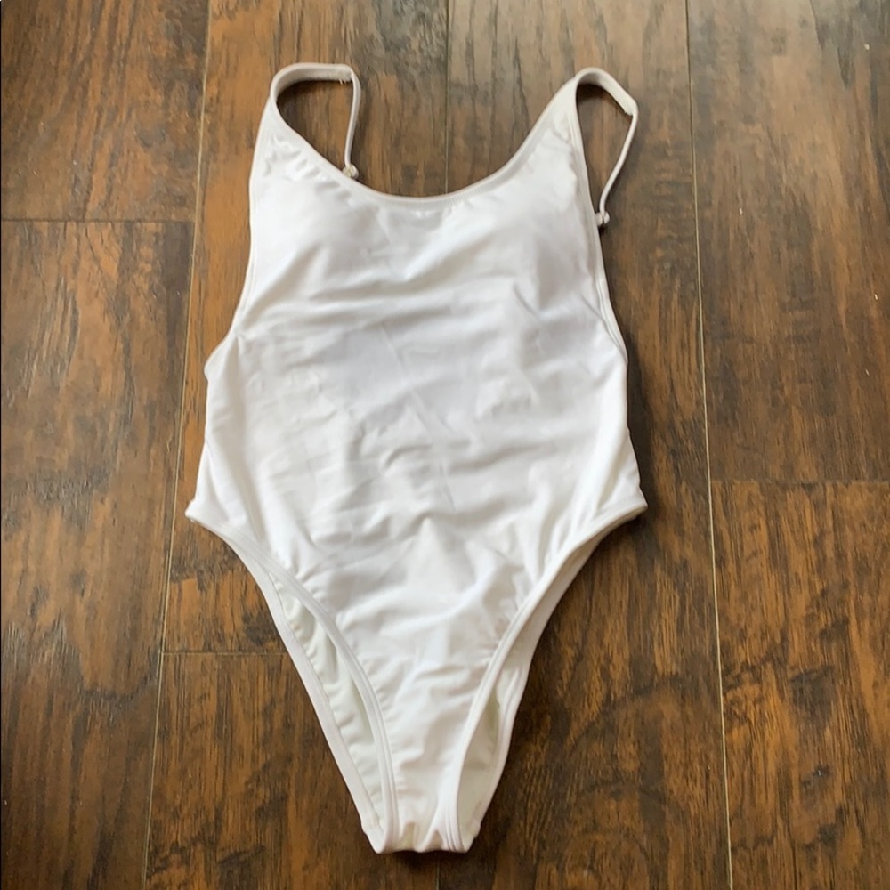 target white one piece swimsuit